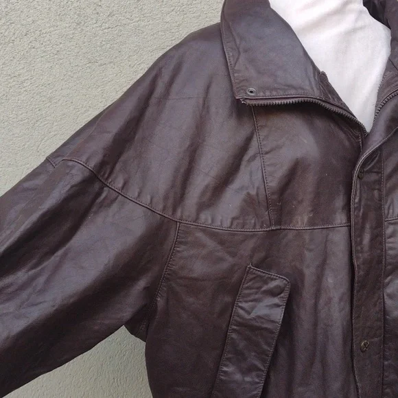 Vintage Star Sportswear Brown Leather Jacket XL
